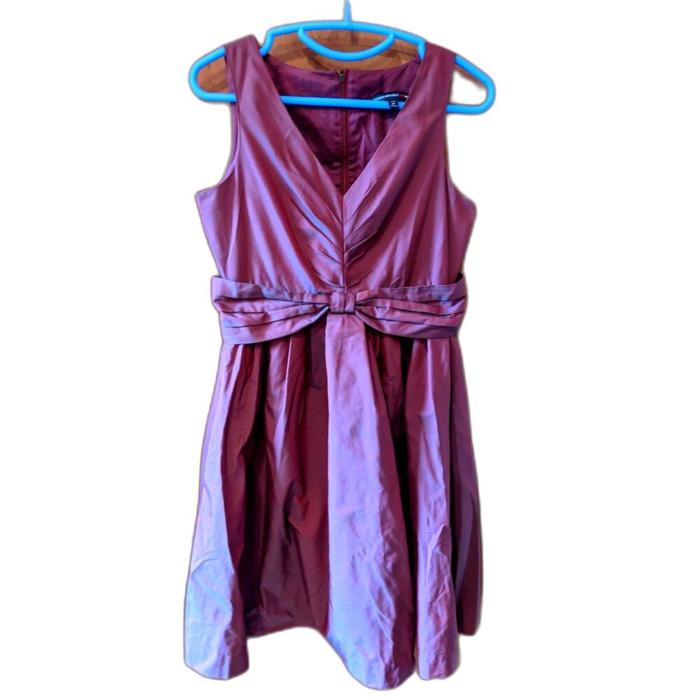 Banana Republic Mad Men Colab Betty Dress Taffeta Fit & Flare Burgundy Sz 2P ASO